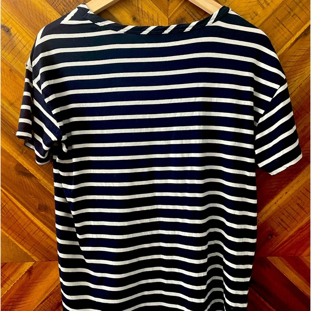 DRAPER JAMES Women's Supersoft Loose Fit Striped Tee Shirt Blue White Siz Small - Picture 3 of 6